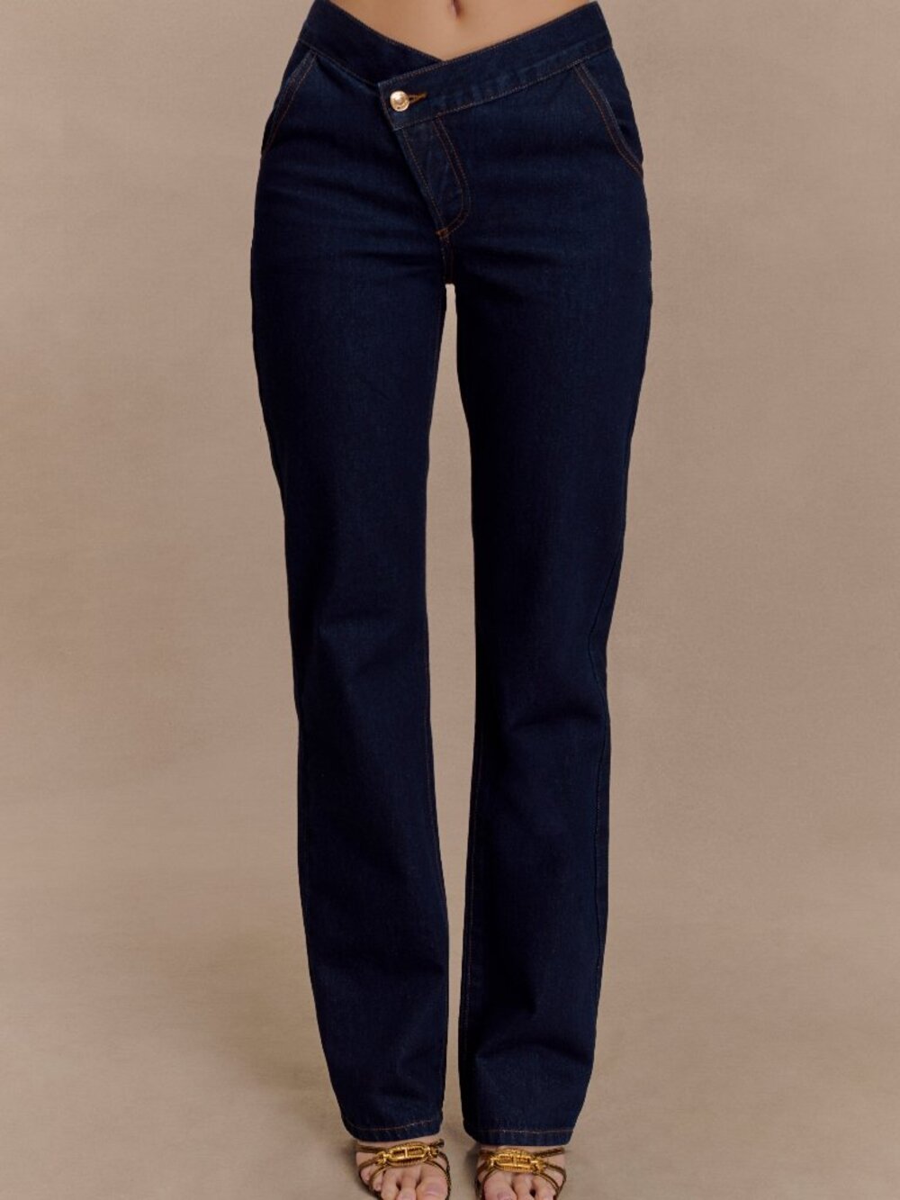 Meshki Remington V Front Straight Leg Indigo Blue Jeans -NWT